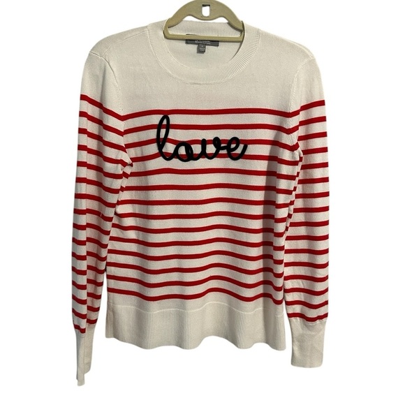 Marbel Red and White Striped Sweater Love Spell Out Size Medium Valentine’s Day - Picture 1 of 8